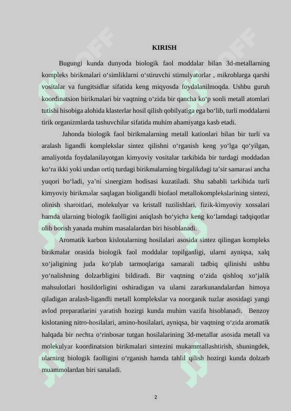 KOBALT (Co 2+) KATIONINING 4-AMINO 3-NITROBENZOY KISLOTA BILAN KOMPLEKS BIRIKMASINING SINTEZI VA FIZIK-KIMYOVIY                   XOSSALARI 2