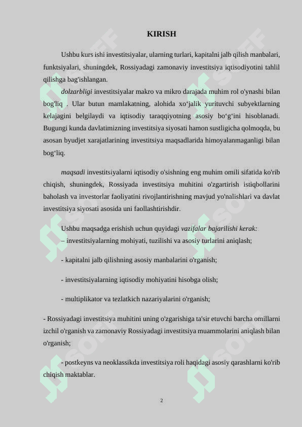 Iste’mol, jamg‘arma va investitsiyalar 2