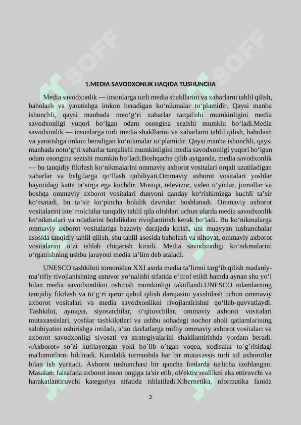 MEDIASAVODXONLIK VA AXBOROT MADANIYATI OBYEKTLARI PREDMETLARI. 3