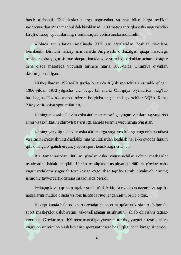 110 METRGA G'OVLAR OSHA YUGURISHNING TEXNIKASI VA SPORT MASHG'ULOTLARI TUZILISHI 6