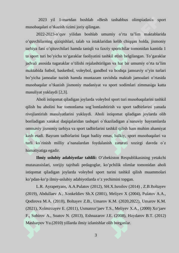 AHOLI ISTIQOMAT QILADIGAN JOYLARDA VOLEYBOL SPORT TURINI TASHKIL QILISH 3