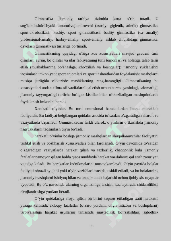 Jismoniy mashqlar jismoniy tarbiyaning asosiy vositasi sifatida 5