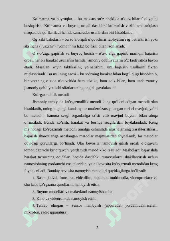 Jismoniy tarbiya darslarida qo’llaniladigan metodlar (1-4 sinf misolida) 5