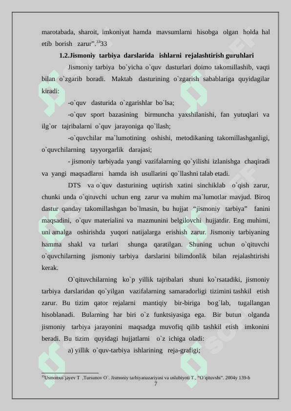 Jismoniy madaniyatda o’quv ishlarini rejalashtirish (5-9 sinflar) 7