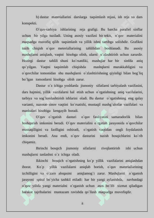 Jismoniy madaniyatda o’quv ishlarini rejalashtirish (5-9 sinflar) 8