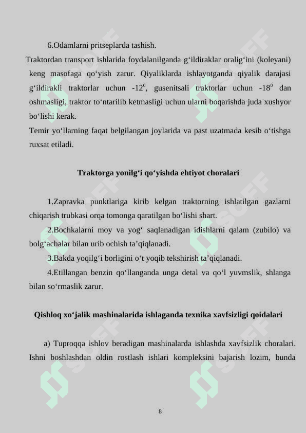 QISHLOQ XO‘JALIGINI MEXANIZATSIYALASHTIRISH VA AVTOMATLASHTIRISH 8