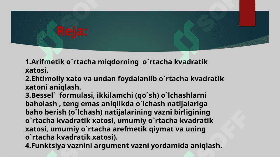 6-mavzu. O`lchash xatolari to`g`risida tushunchalar (teng emas aniqlikdagi  o`lchashlar). 2