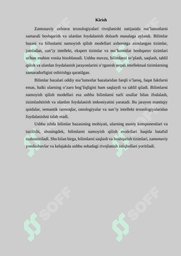 Bilimlar bazasi va bilimlarni namoyish qilish modellari 2