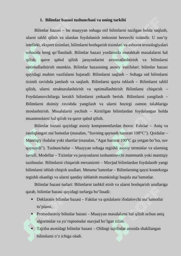 Bilimlar bazasi va bilimlarni namoyish qilish modellari 3