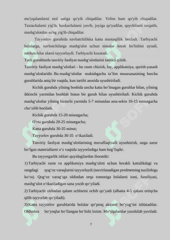 Tasviriy faoliyat mashgʻulotlari uchun materiallar va uskunalar 7