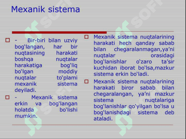 Mexanik sistema dinamikasining umumiy teoremalari 2