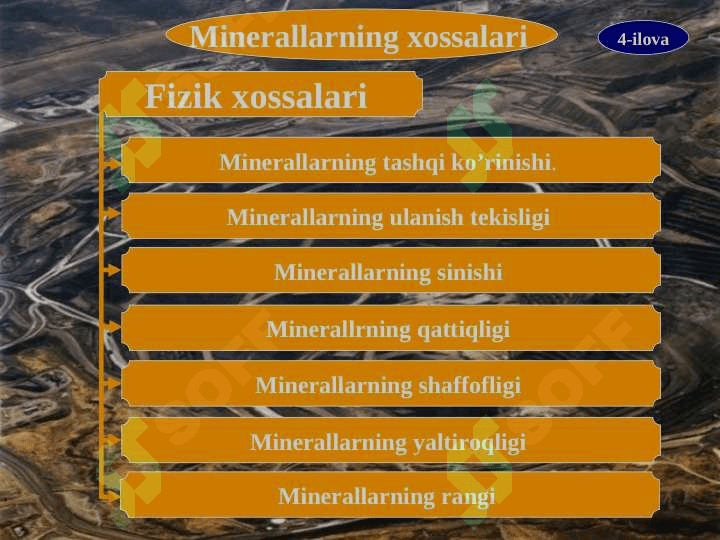 Minerallar. ularning  xossalari va xosil bo’lishi. 5