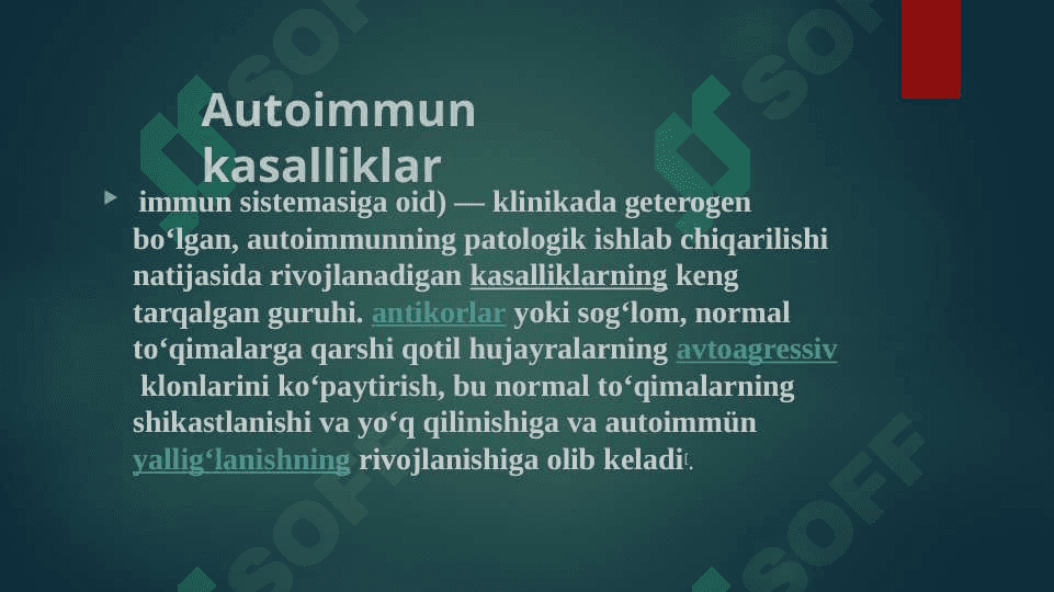 Autoimmun va allergik kasalliklar kelib chiqishi, kechishi diagnostikasi. 2