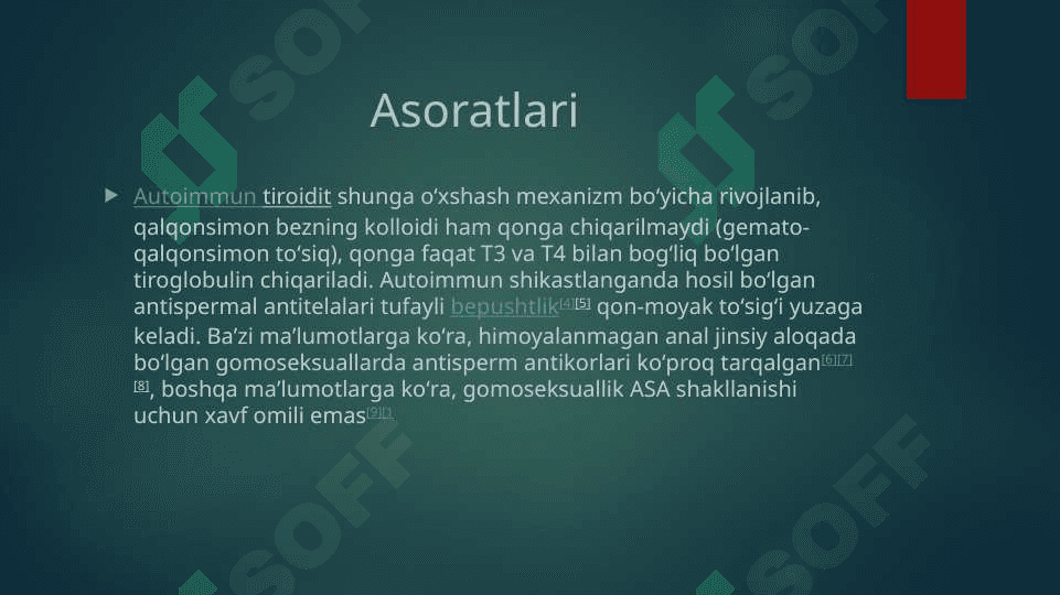 Autoimmun va allergik kasalliklar kelib chiqishi, kechishi diagnostikasi. 5