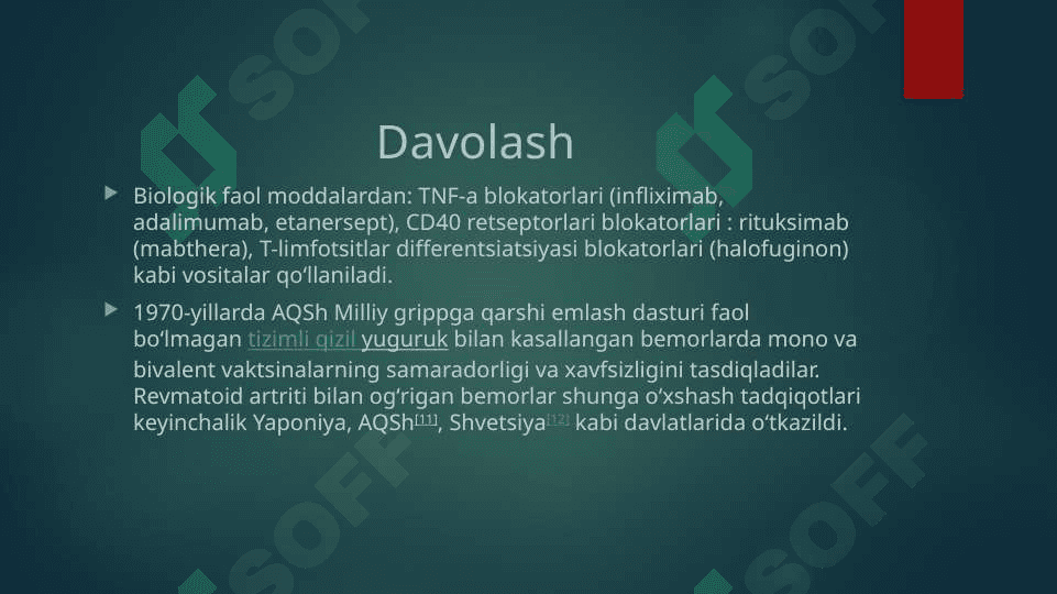 Autoimmun va allergik kasalliklar kelib chiqishi, kechishi diagnostikasi. 7