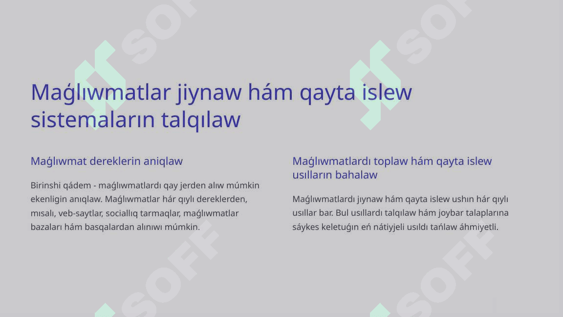 Maģlıwmatlardı Qayta Islew  hám analizlew 2