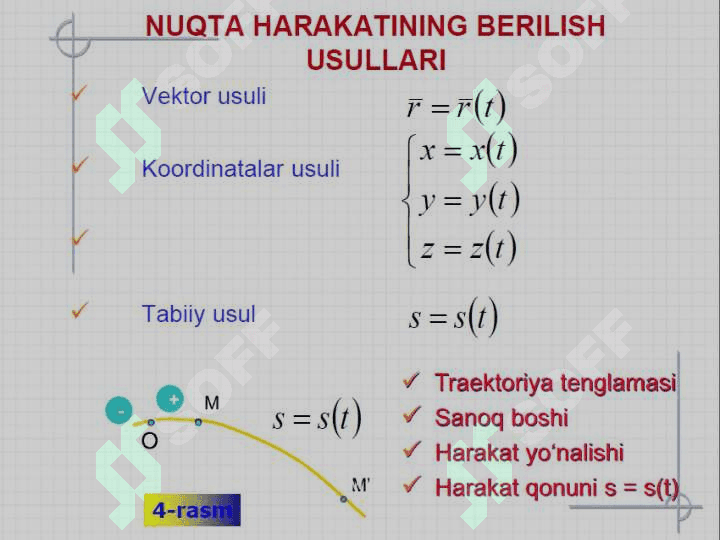 Nuqta kinomatikasi ,nuqtabharakati berilish usullari 1 7