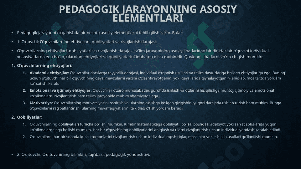 Pedagogik Jarayon va O’qituvchining Ahamiyati 2