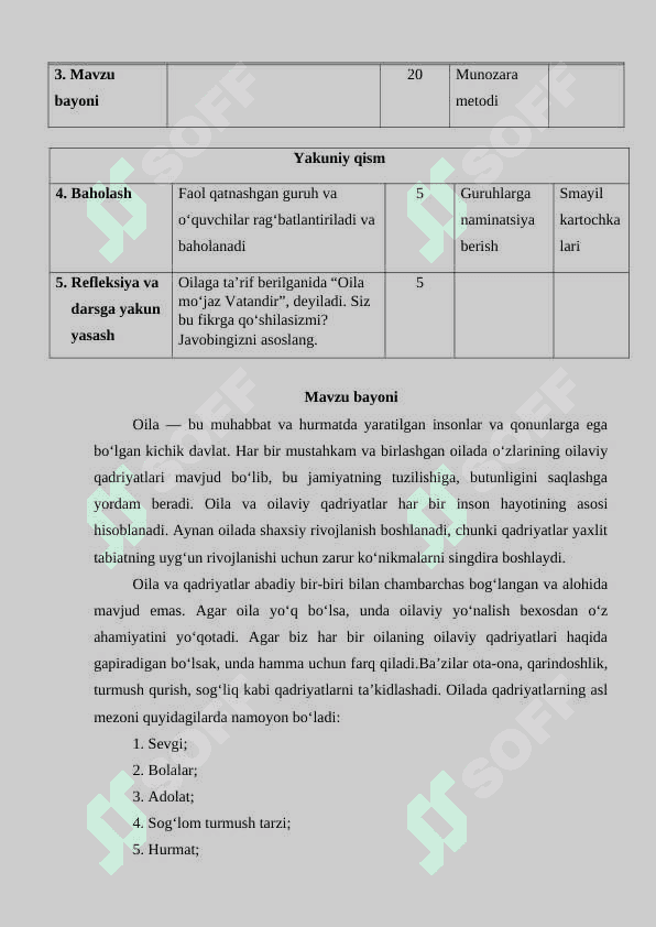 OILA MASʼULIYATI, SHAʼNI VA QADRI 3