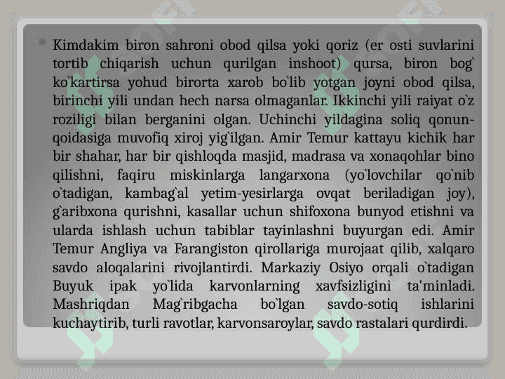 AMIR TEMUR VA TEMURIYLAR DAVRIDAGI IQTISODIY G‘OYALAR 7