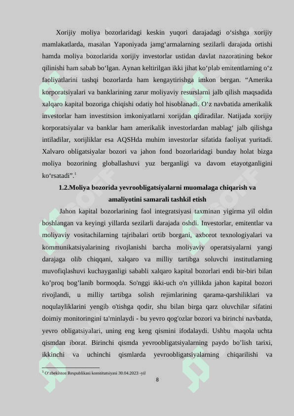 Oblegatsiyalar moliya bozorining instrumenti 8