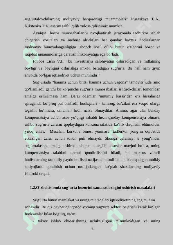 Ijtimoiy sugurtaning iqtisodiy asoslari . 8