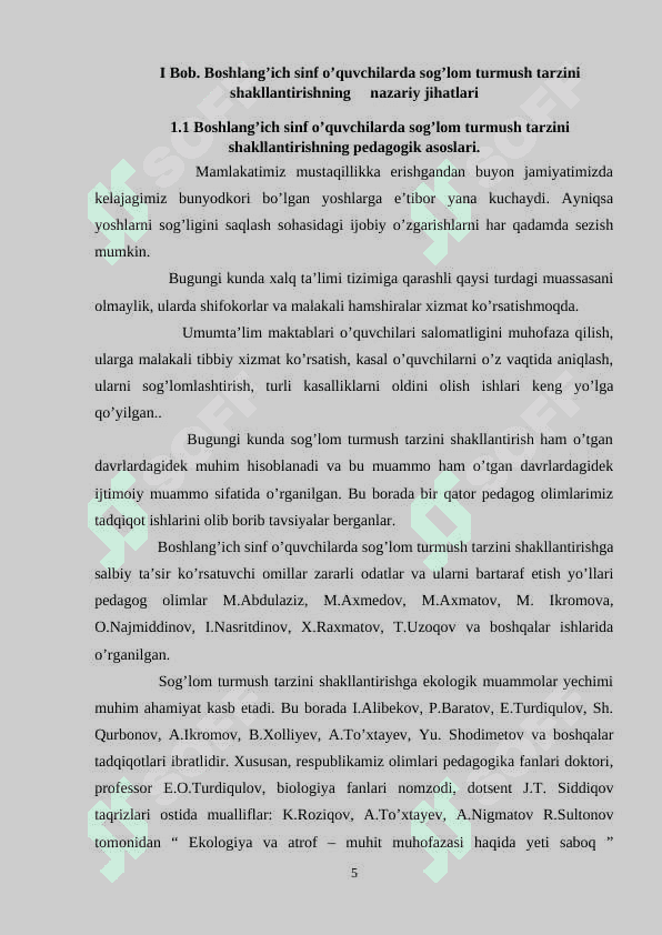 Boshlangich sinflarda sog’lom turmush tarzini tarbiyalash metodikasi 5