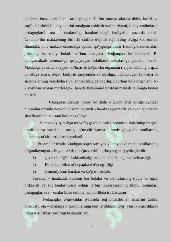 Boshlangich sinflarda sog’lom turmush tarzini tarbiyalash metodikasi 7
