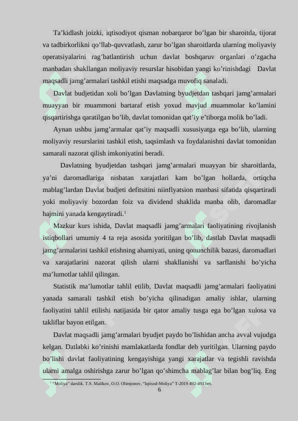 Davlat maqsadli jamgarmalari va byudjetdan tashqari mablaglar 6