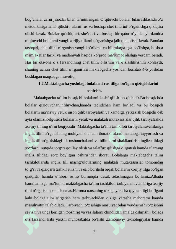 TAYYORLOV GURUH BOLALARINI RUS TILI O'RGATISH METODIKASI 7