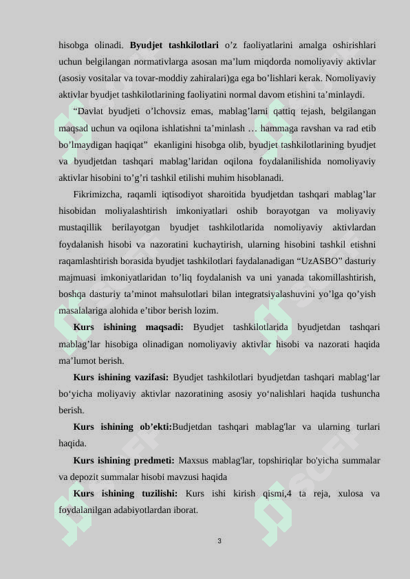 Byudjet tashkilotlarida byudjetdan tashqari mablag'lar jalb qilish va ulardan foydalanish 3