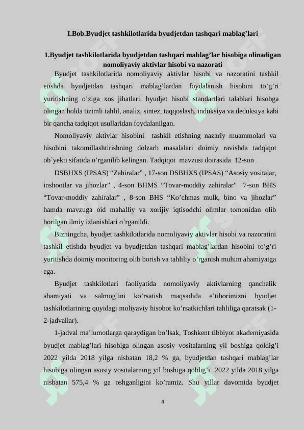 Byudjet tashkilotlarida byudjetdan tashqari mablag'lar jalb qilish va ulardan foydalanish 4