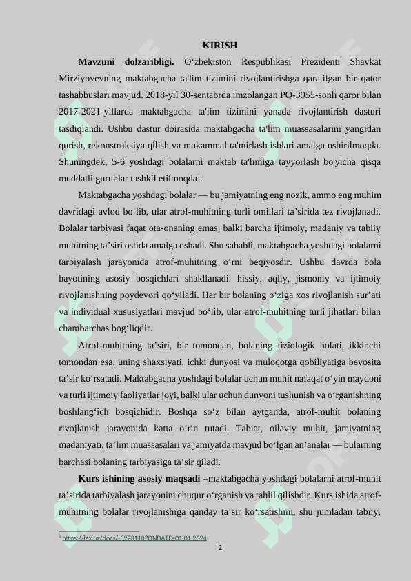 MAKTABGACHA YOSHDAGI BOLALARNI MUXIT TA'SIRIDA TARBIYALASH. 2