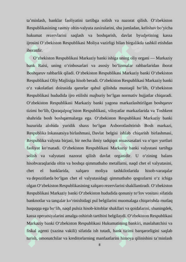 Markaziy bank va uning funksiyalari 8