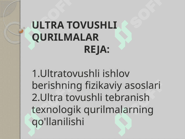 ULTRA TOVUSHLI QURILMALAR 2