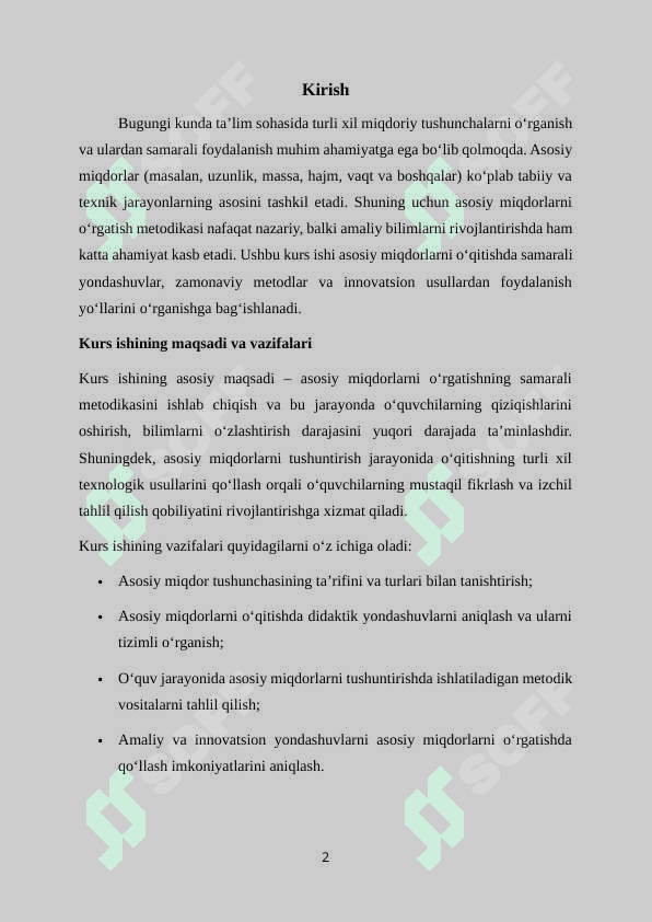 ASOSIY MIQDORLAR USTIDA ISHLASH METODIKASI 2