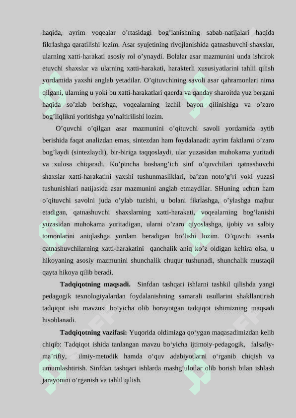 Sinfdan va maktabdan tashqari ishlarga rahbarlik qilish metodikasi 3