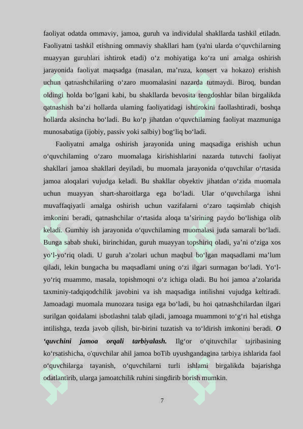 Sinf jamoasida ruhiy holatni shakllantirish 7
