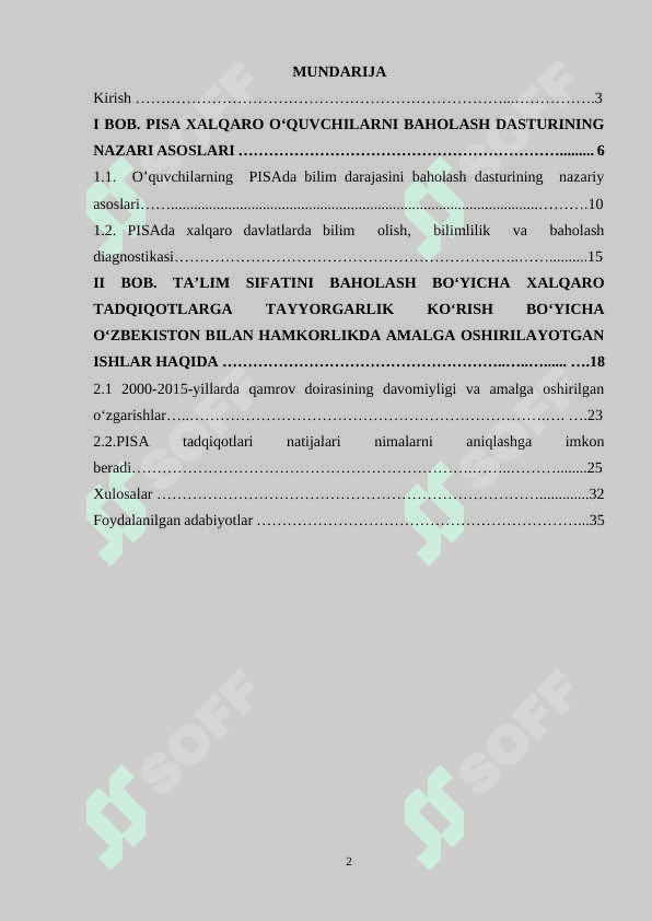 PISA tadqiqotlari haqida umumiy ma’lumotlar 2