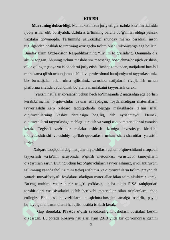 PISA tadqiqotlari haqida umumiy ma’lumotlar 3