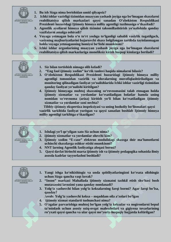 O'zbekiston respublikasi prezidenti huzuridagi Ijtimoiy himoya milliy agentligi argos test bilet chaklida 3
