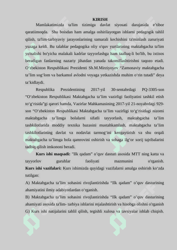 MAVZU: Maktabgacha taʼlim tashkilotida ilk qadam davlat dasturi asosida ishlash tartibi. 2