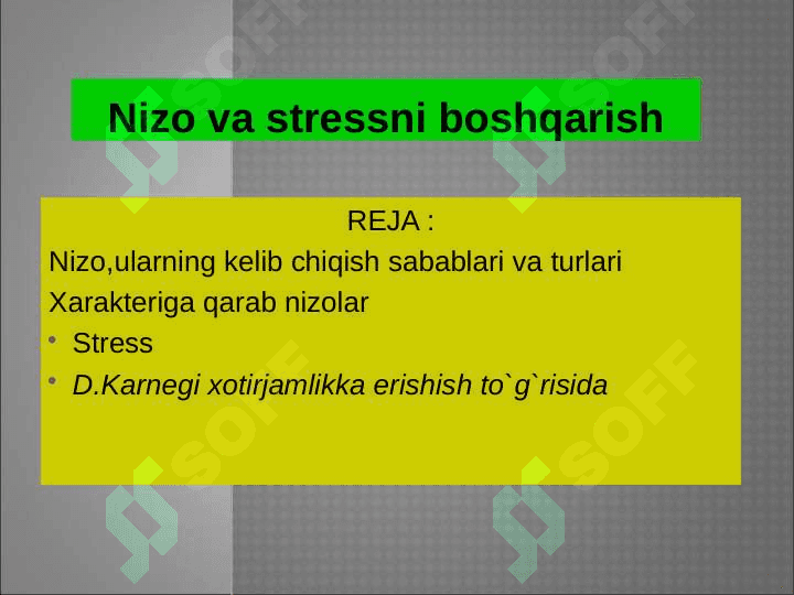 Nizo va stressni boshqarish 2