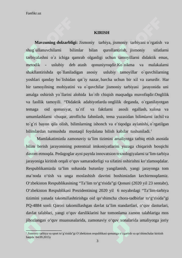 Jismoniy tarbiya darslarini samaradorligini oshirish. 3