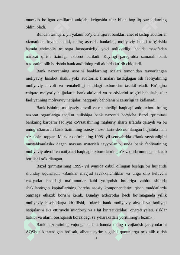 Banklar faoliyatini nazorat qilishda qo’llaniladigan usullar 6