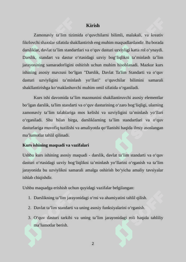 Darslik, DTS va o‘quv dasturi uzviyligini ta’minlash yo‘llari 2