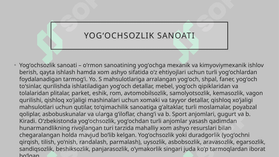 Yogʻoch tolali plitalar ishlab chiqarish 2