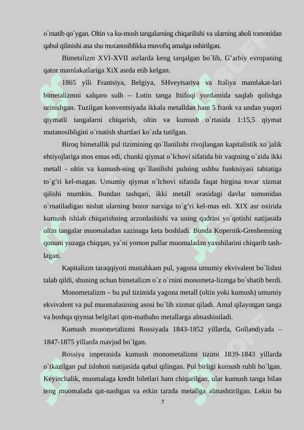Pul tizimlari tushunchasi va uning shakillari 7