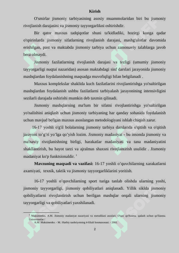 16-17 YOSHLI O`QUVCHILARNING MASHG`ULOT JARAYONINI UMUMIY XUSUSIYATLARI 2
