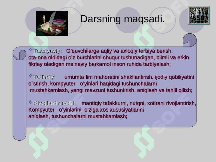 informatika fanidan ochiq dars Ishlanmasi. 3